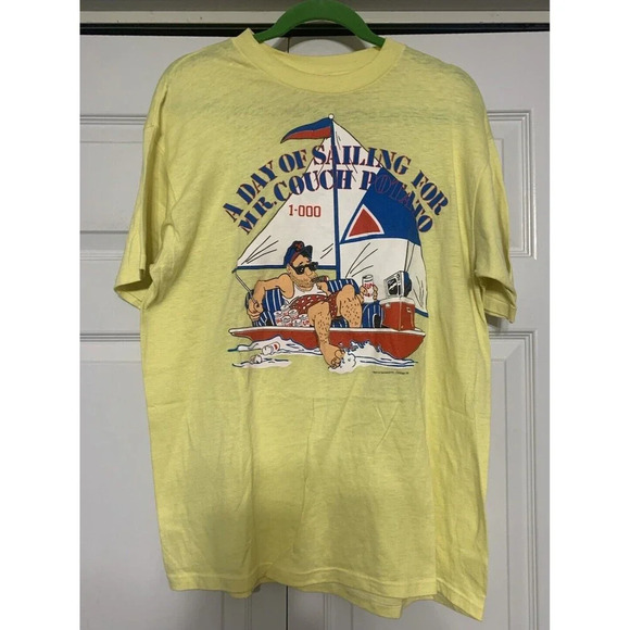 Vintage 80’s Stedman Men’s T-shirt Single Stitch Arms Mr. Couch Potato XL (LL20) - Picture 1 of 7